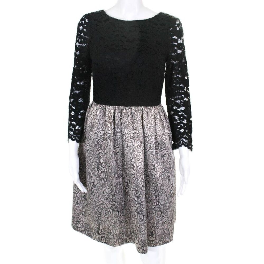 ERIN erin fetherston Womens Lace Polly A Line Print Dress Black Size 4 11053444